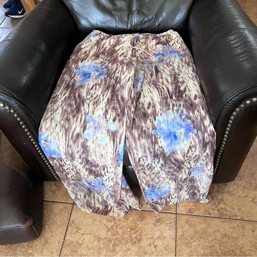 Brown and Blue Floral Pants